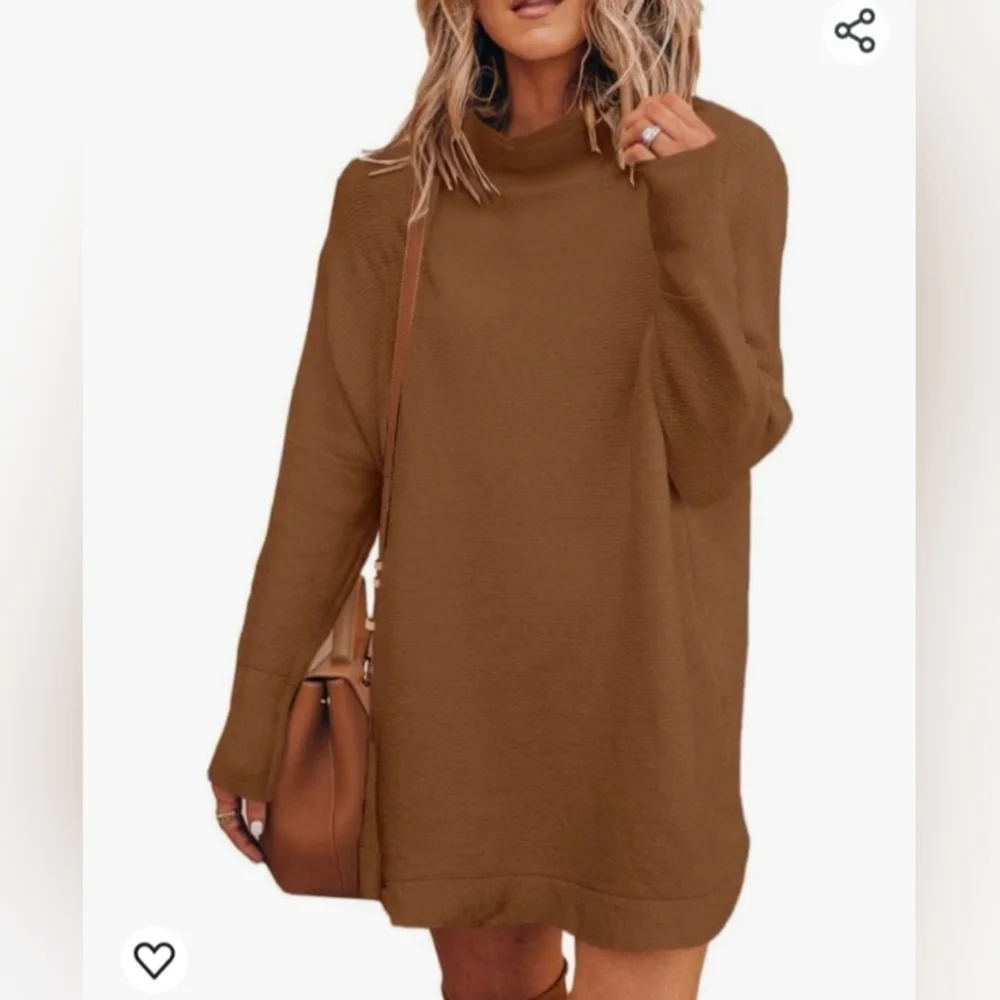 Cnkwei Long Sleeve Turtleneck Sweater Dress Large - Picture 1 of 6